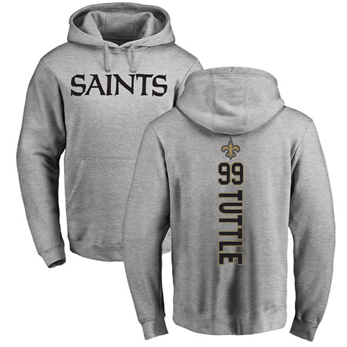 Men New Orleans Saints Ash Shy Tuttle Backer NFL Football #99 Pullover Hoodie Sweatshirts